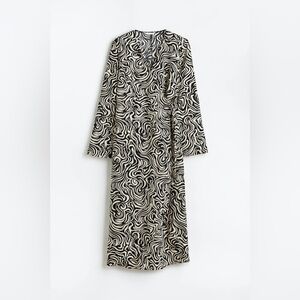 H&M Women's Crepe Wrap-Front Midi Dress Long Sleeve Size XS